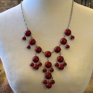 Dark Red Beaded Statement Necklace